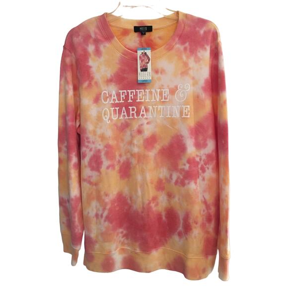Modern Canvas Large "Caffeine and Quarantine" Roomie Long Sleeve Sweatshirt - Picture 1 of 3